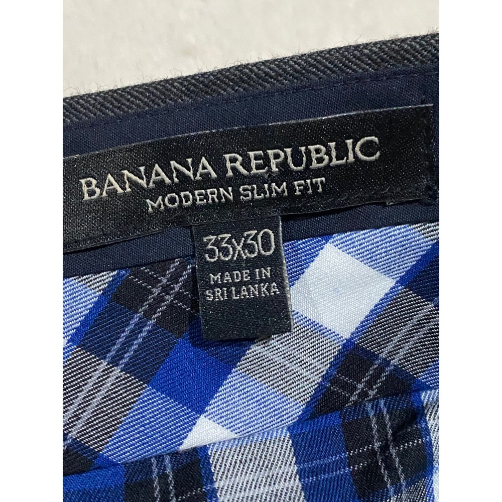 Banana Republic Mens 33x30(28?) Modern Slim Fit Wool Herringbone Pants Charcoal - Picture 6 of 9